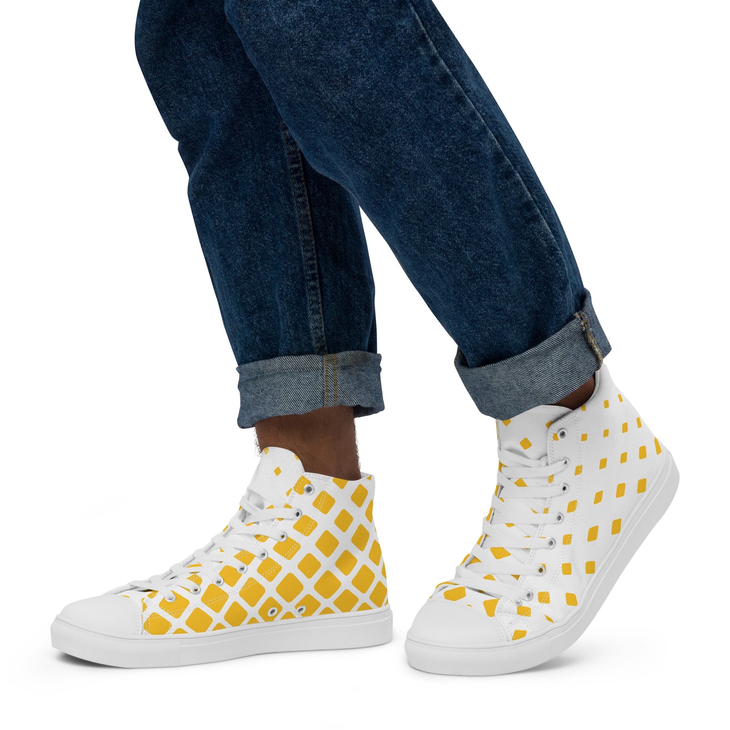 Yellow mesh Men’s high top canvas shoes