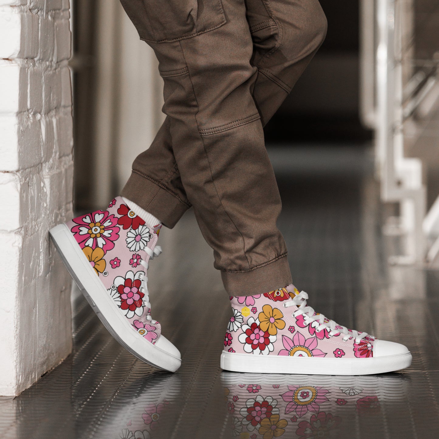 Unisex Floral Spring high top canvas shoes