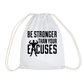 bee stronger Drawstring Bag - white