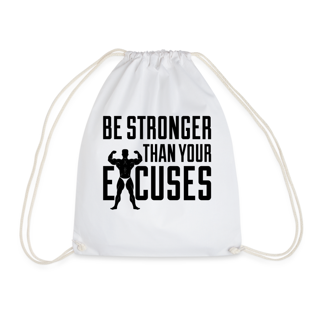 bee stronger Drawstring Bag - white