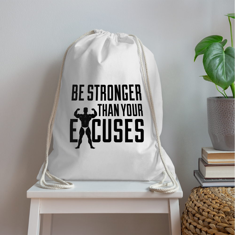 bee stronger Drawstring Bag - white