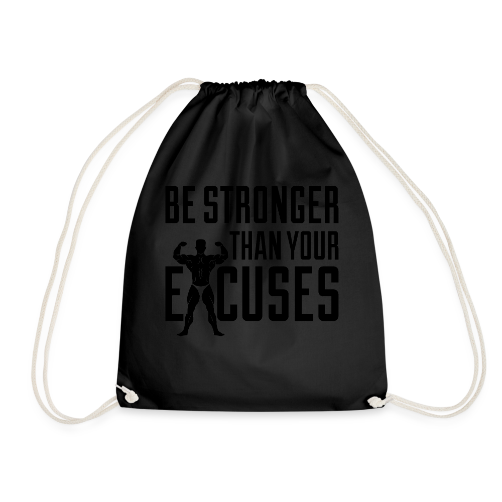 bee stronger Drawstring Bag - black