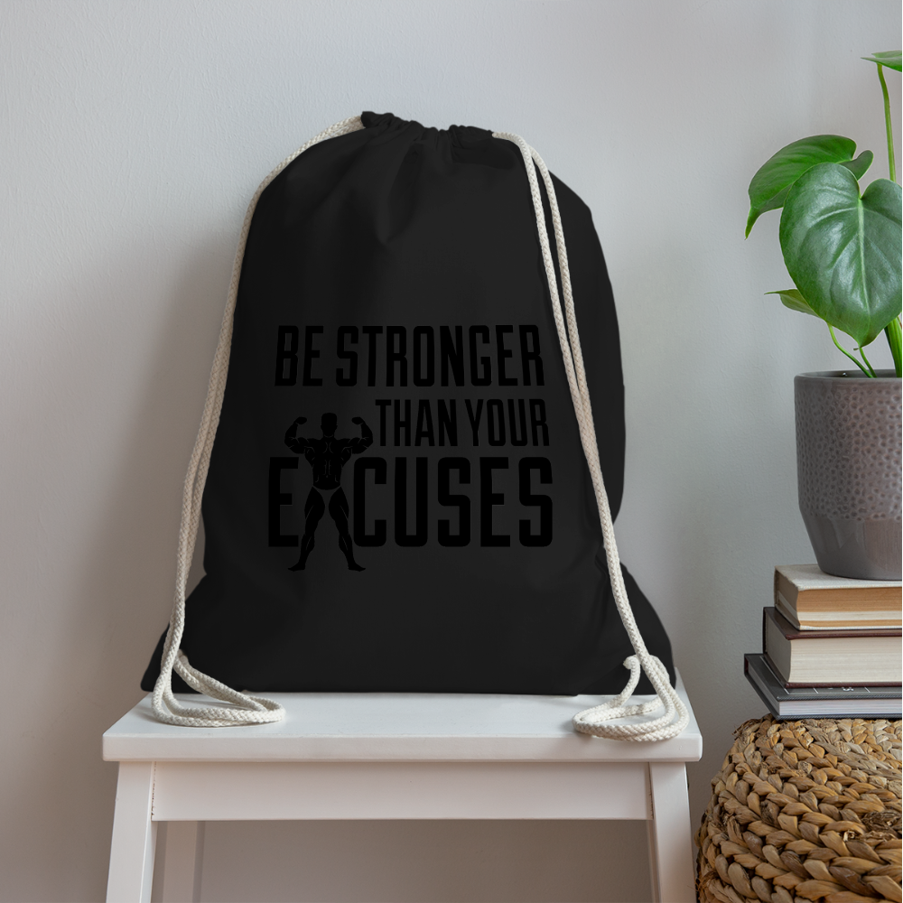 bee stronger Drawstring Bag - black