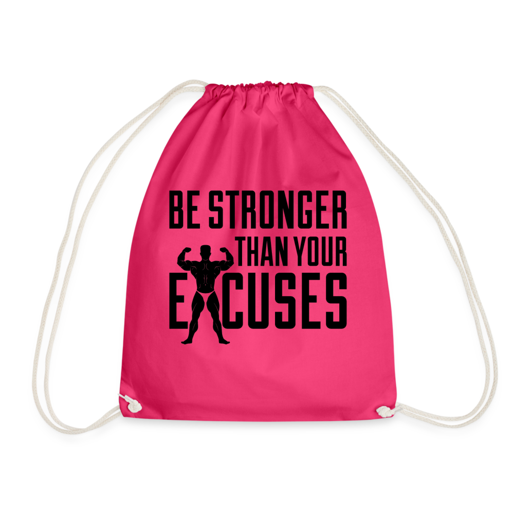 bee stronger Drawstring Bag - fuchsia