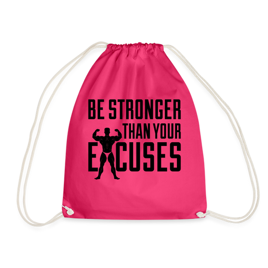 bee stronger Drawstring Bag - fuchsia