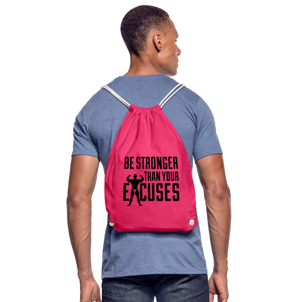 bee stronger Drawstring Bag - fuchsia